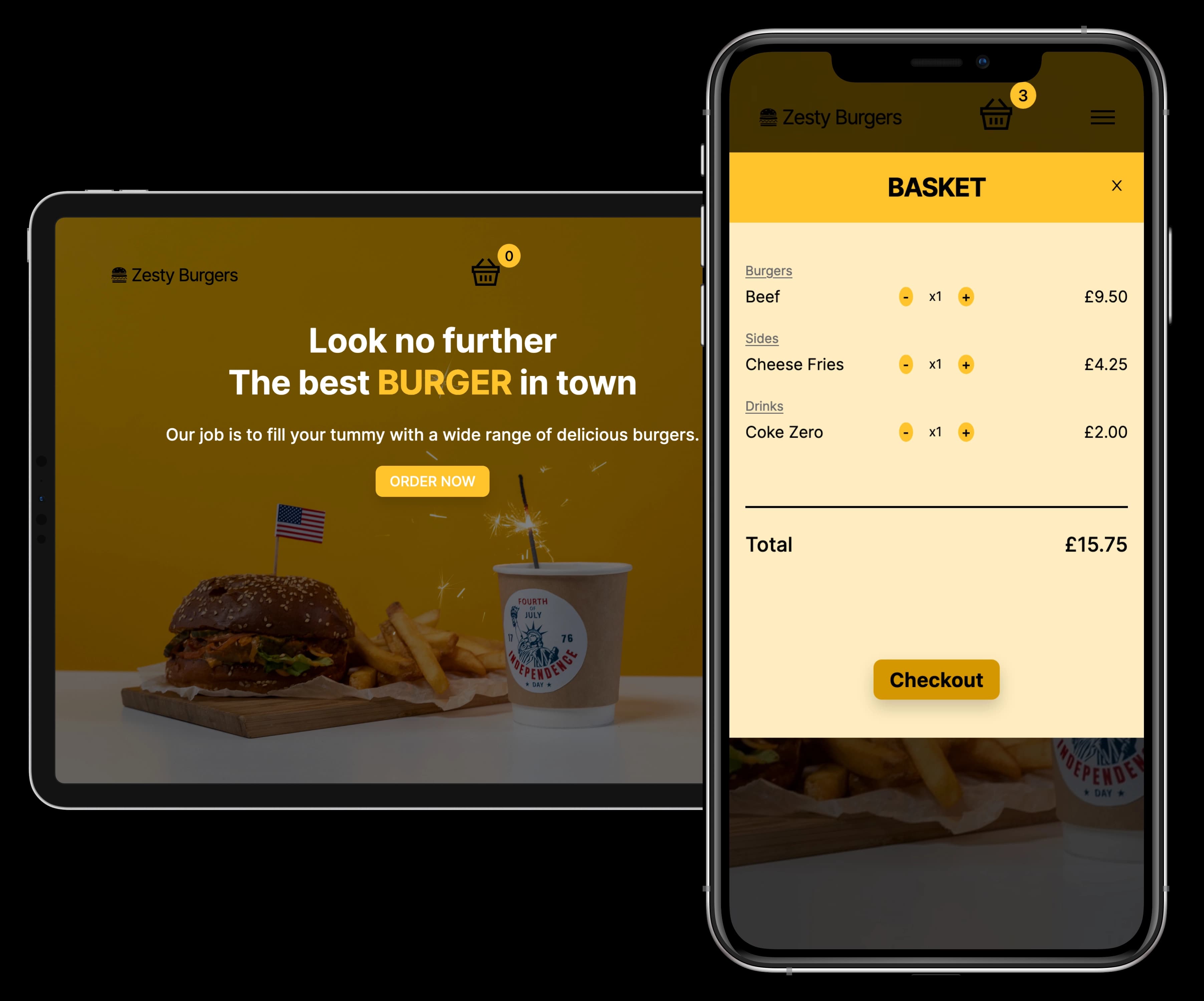 project thumbnail of Zesty Burgers — food ordering app